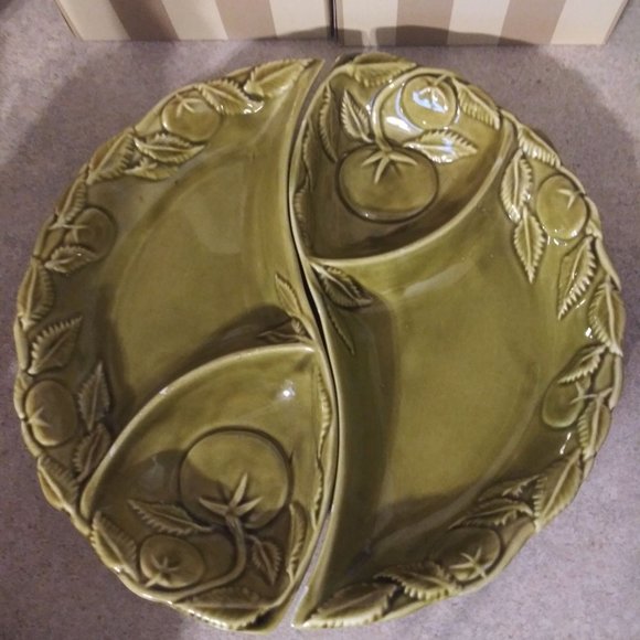 Vintage Belmar of California Divided 2-Piece Green Chip & Dip Relish Tray #406 - Picture 1 of 6